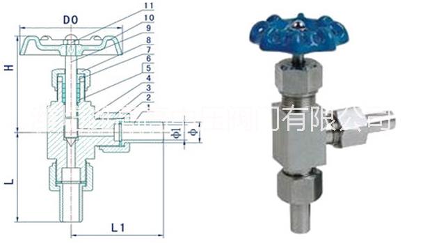 潍坊市卡套角式针形阀厂家厂家供应卡套角式针形阀厂家，不锈钢卡套角式针型阀，J94W卡套角式针型阀结构图