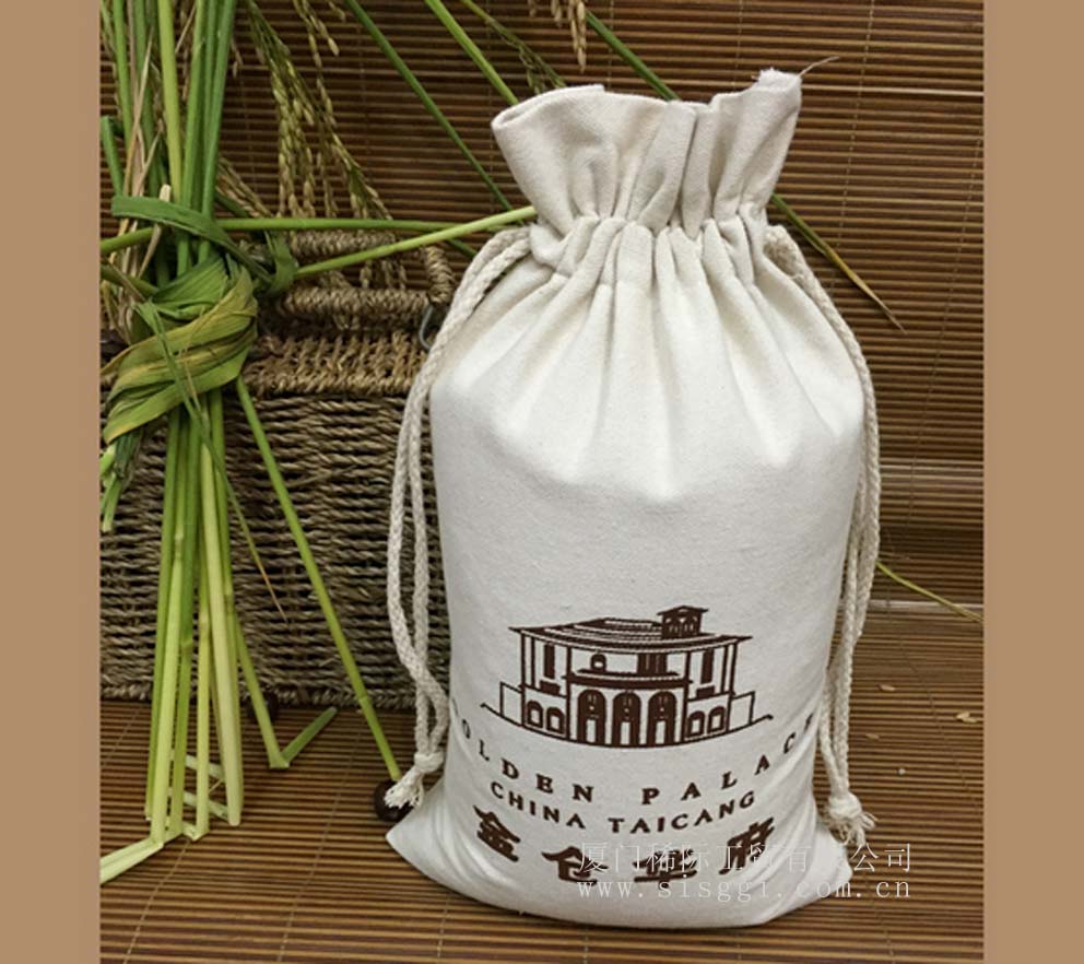 廈門帆布束口袋大米包裝購物袋圖片
