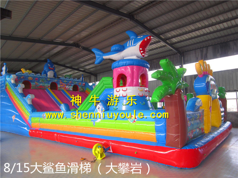 神牛游樂 大鯊魚充氣大滑梯 充氣大滑梯