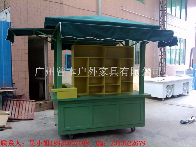定制戶外售貨車 實木餐推車 防腐圖片
