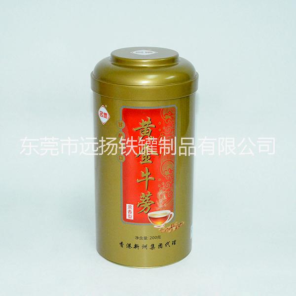 厂家定制 牛蒡茶包装铁盒 圆形铁盒 高档礼品包装盒 茶叶包装铁罐 黄金牛蒡茶铁盒包装圆形茶叶铁罐图片