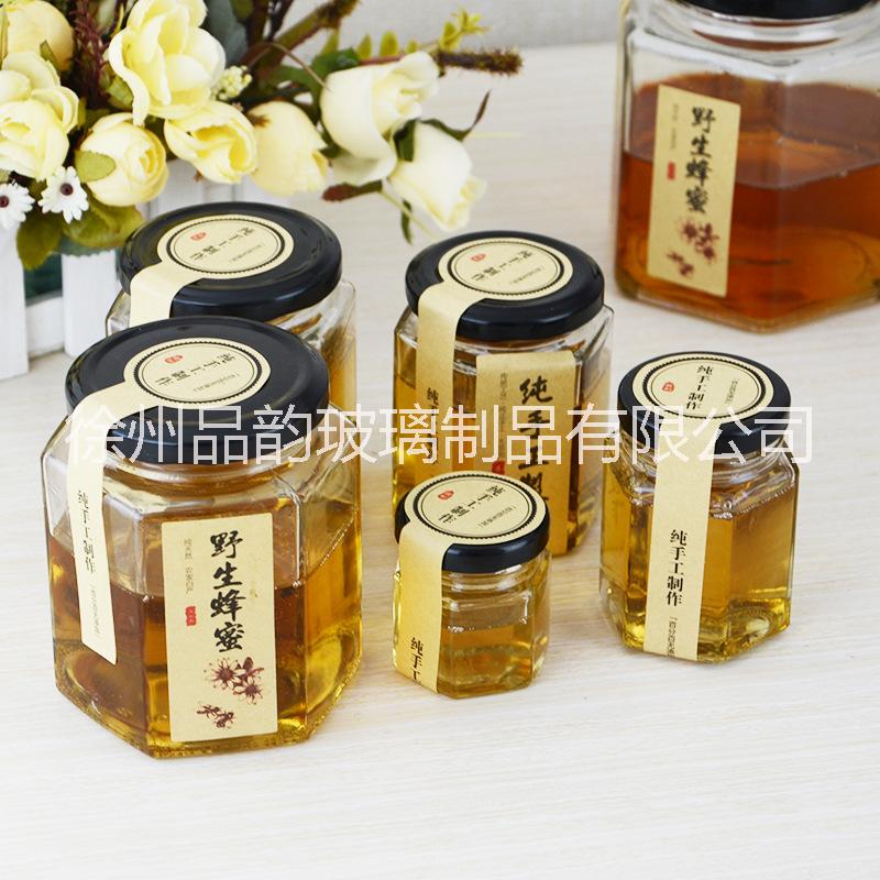 廠家直銷280ml六棱密封玻璃瓶食品級高白料蜂蜜瓶泡菜玻璃瓶