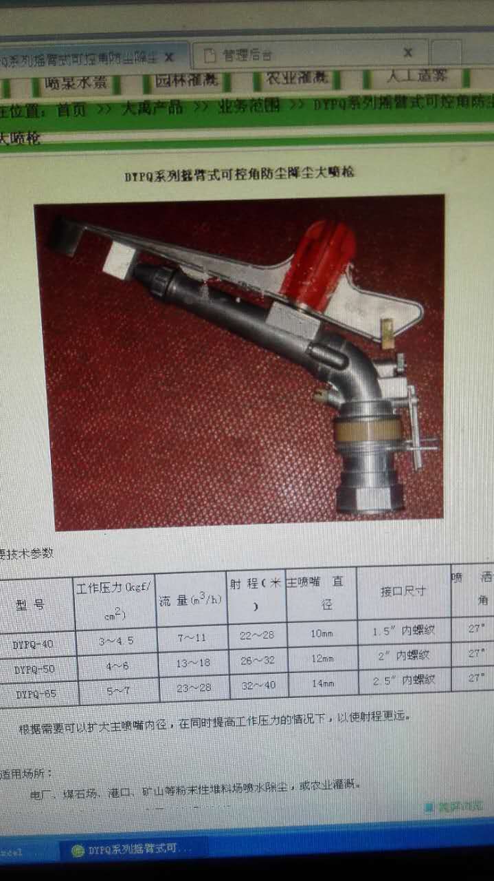 石家莊批發(fā)煤礦降塵除塵搖臂大噴槍圖片/石家莊批發(fā)煤礦降塵除塵搖臂大噴槍樣板圖 (4)