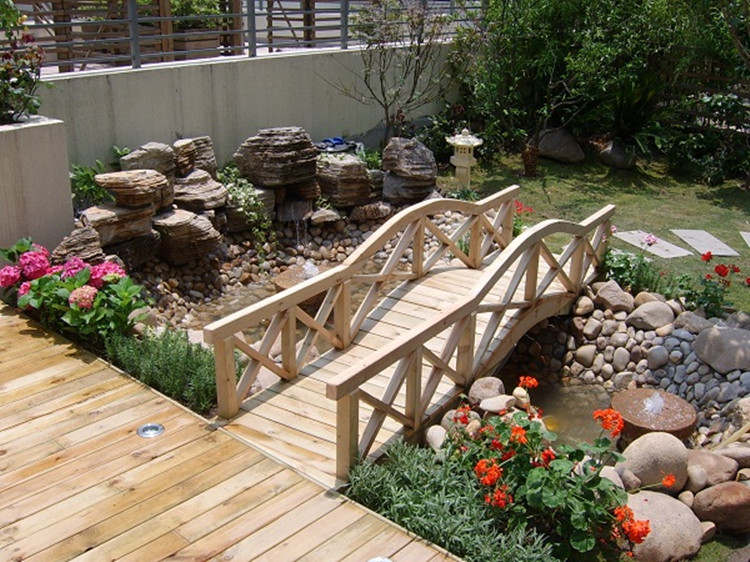 防腐木木橋拱橋庭院橋 公園橋 戶外木橋 碳化木木橋景觀小橋