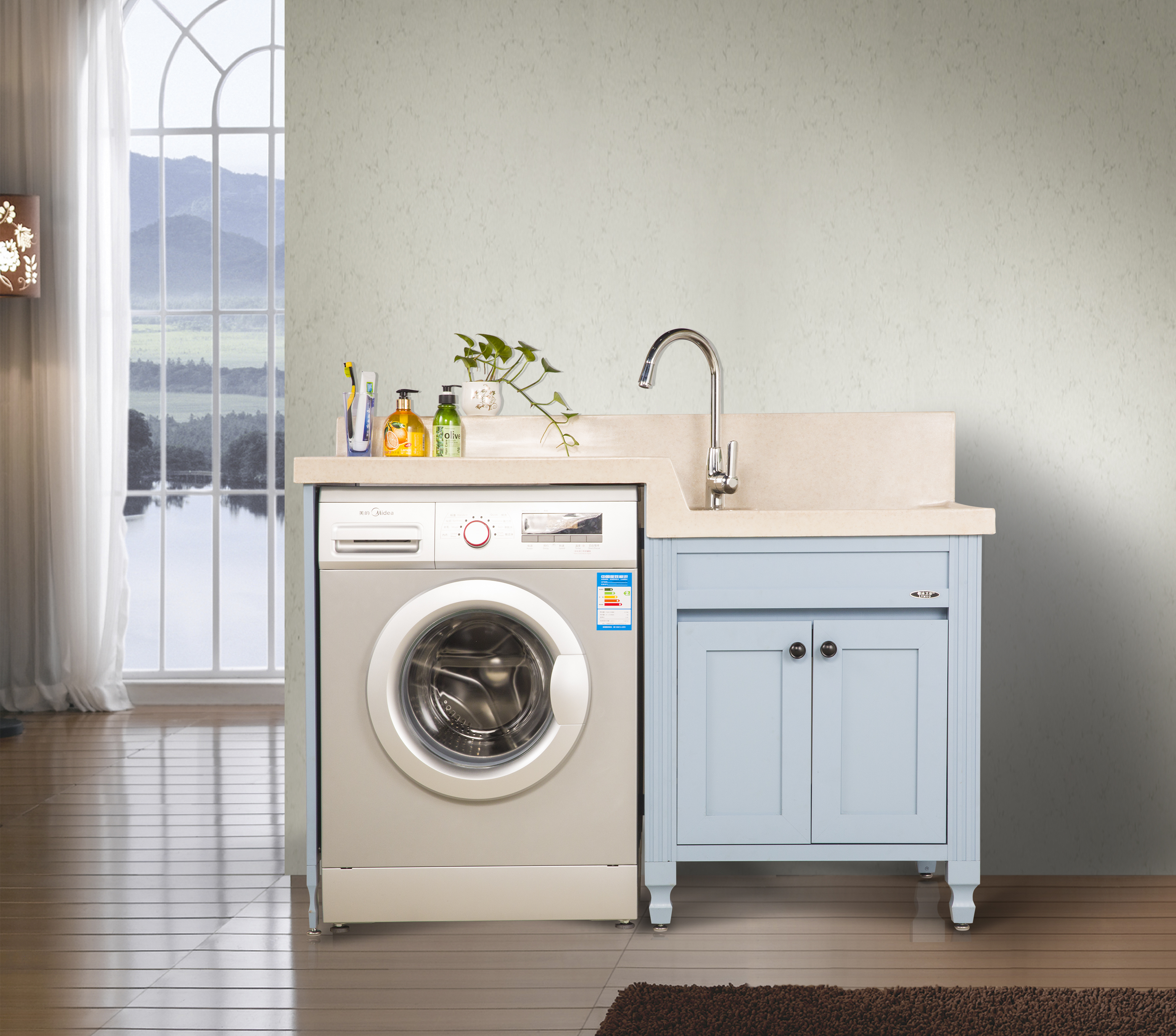 消光藍啞洗衣柜右盆 洗衣柜右盆供貨商 全鋁洗衣柜右盆價格 洗衣柜