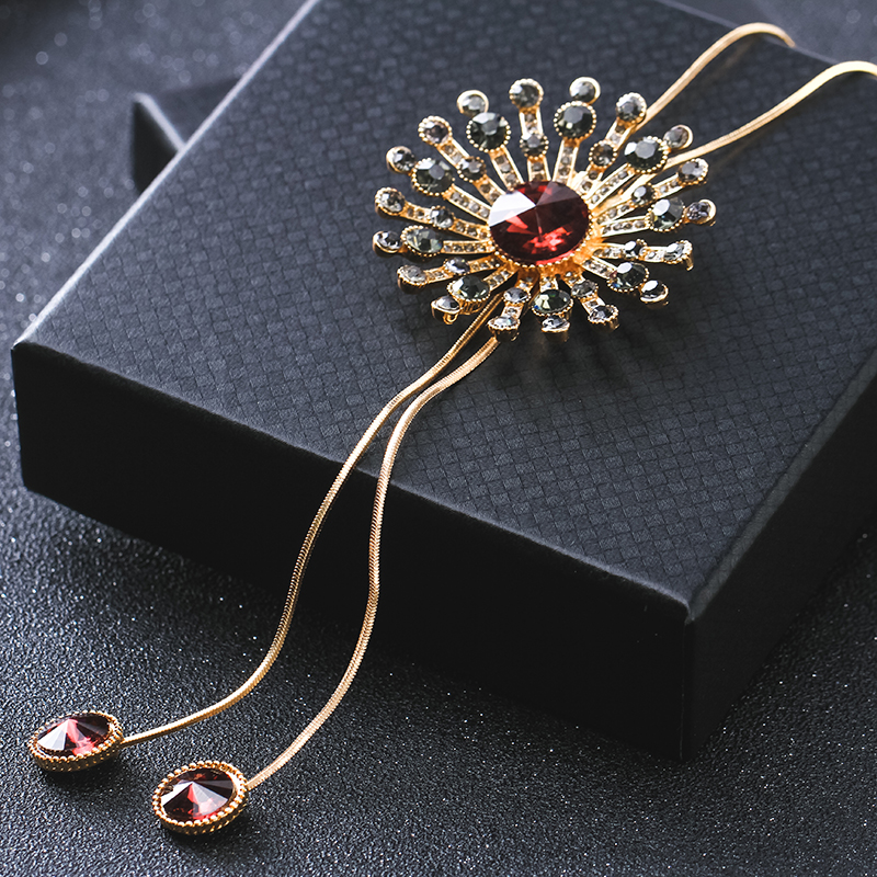 浙江時尚合金項鏈批發(fā) 花朵項鏈吊墜廠家供應 金華合金項飾彩睿飾品廠