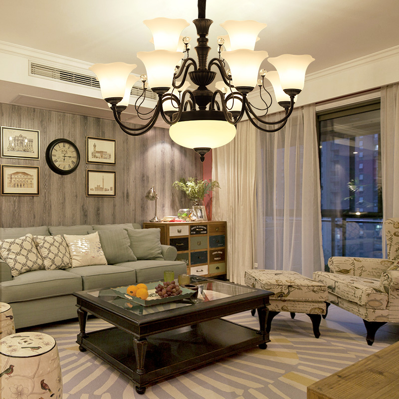 美式別野客廳吊燈、鄉(xiāng)村風(fēng)格美式客廳吊燈、創(chuàng)意LED美式客廳吊燈
