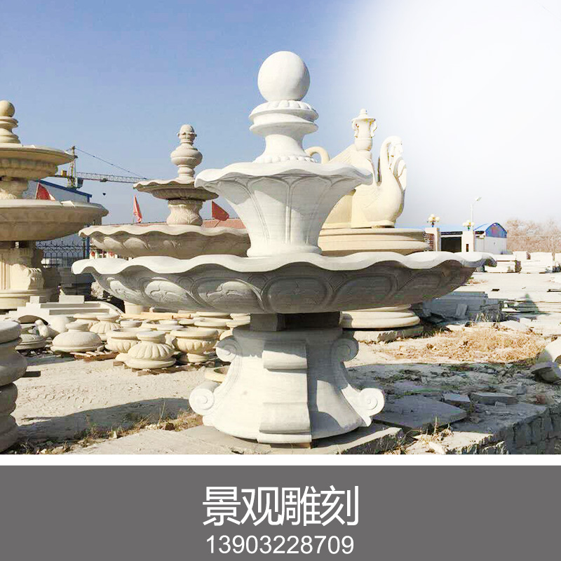 曲陽石雕工藝品景觀雕刻定制園林景觀雕塑花盆噴泉石雕擺件