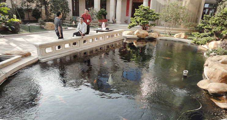 长沙市长沙锦鲤鱼池制作，长沙锦鲤鱼池厂家