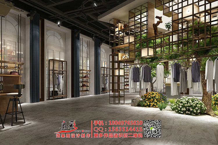 服装店面设计/各类专卖店设计/展示空间设计/奥彩3D效果图/cad施工图图片