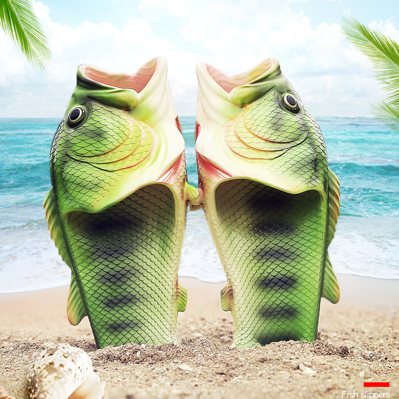 咸魚拖鞋趣味家居親子拖鞋 舒適防滑耐磨情侶拖鞋創(chuàng)意搞怪魚形拖