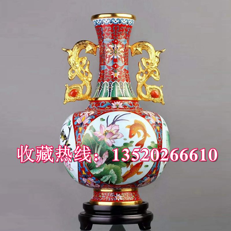國寶景泰藍(lán)如意雙耳賞瓶 戴嘉林