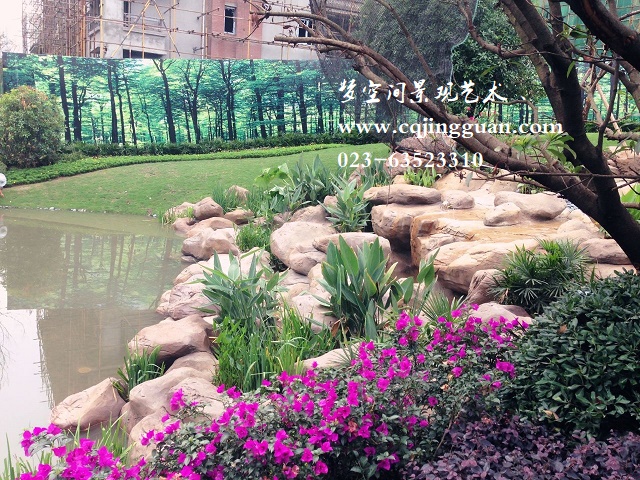 小區(qū)假山塑石駁岸與假山跌水景觀圖片/小區(qū)假山塑石駁岸與假山跌水景觀樣板圖 (1)