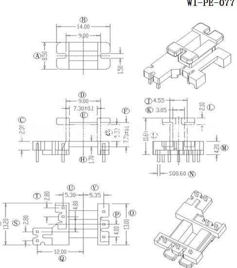 EE13变压器骨架图片