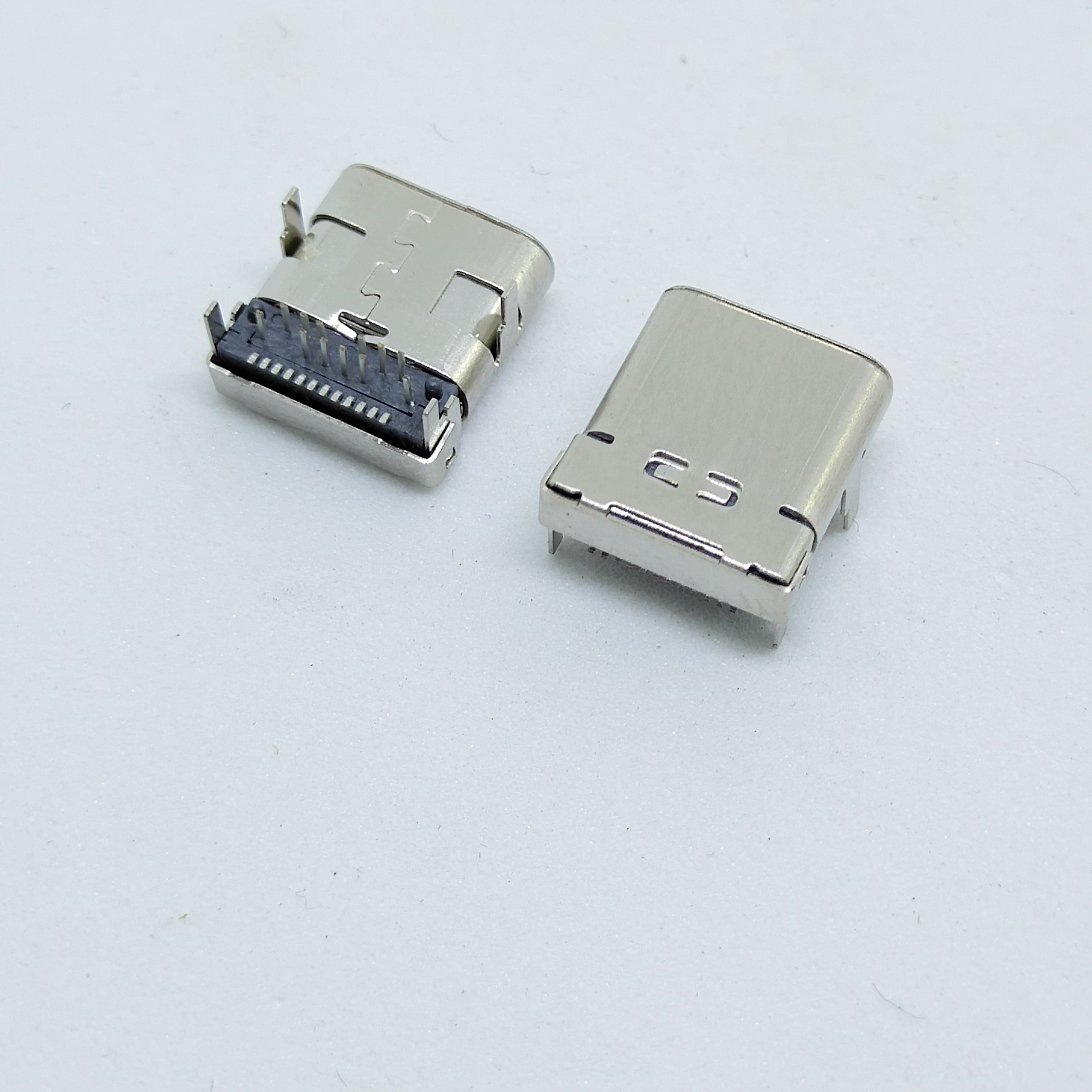 USB TYPE C母座板上型24PIN前插后贴 SMT+DIP 双外壳 正反插盲插图片