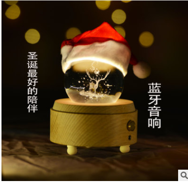 LED圣誕老人稻草人實木小夜燈臺圖片