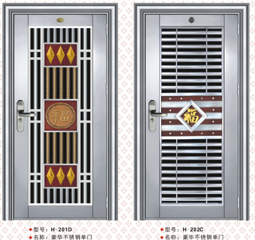 不锈钢豪华门四开门厂家订做 直销大门 桂城不锈钢门 桂城进户门标门 桂城别墅门图片