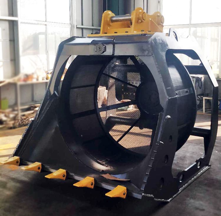 挖機篩土設(shè)備挖掘機旋轉(zhuǎn)篩分斗