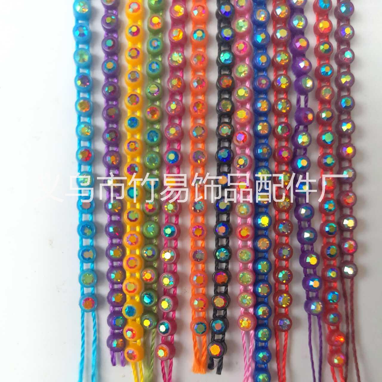 定制批發(fā)2mm單排線鉆服飾配件 6號混彩AB水鉆 塑料單條鉆鏈 6號線鉆