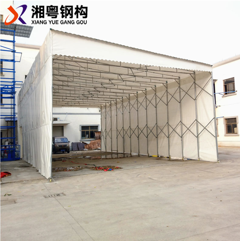珠海汽車帆布活動(dòng)雨棚遮陽(yáng)棚大型倉(cāng)庫(kù)推拉式雨棚定做