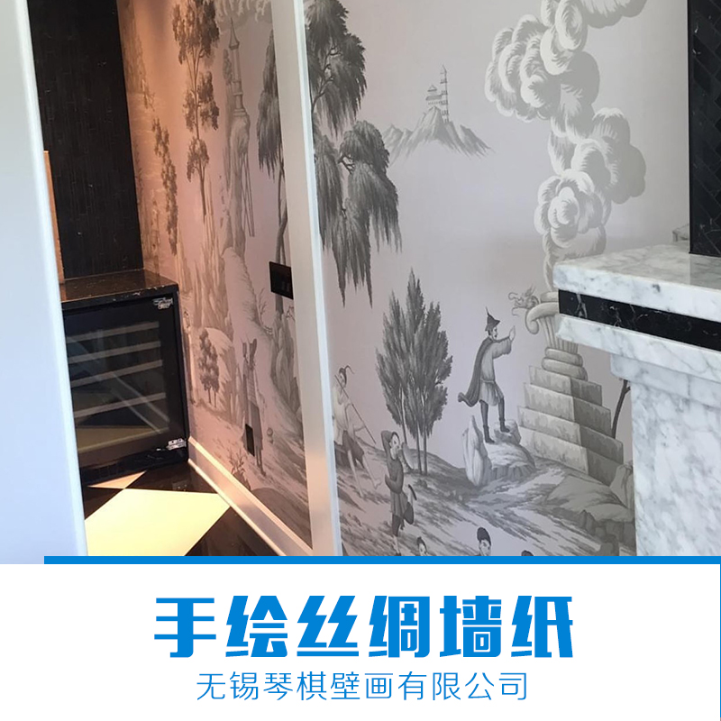 絲綢手繪墻紙圖片/絲綢手繪墻紙樣板圖 (2)