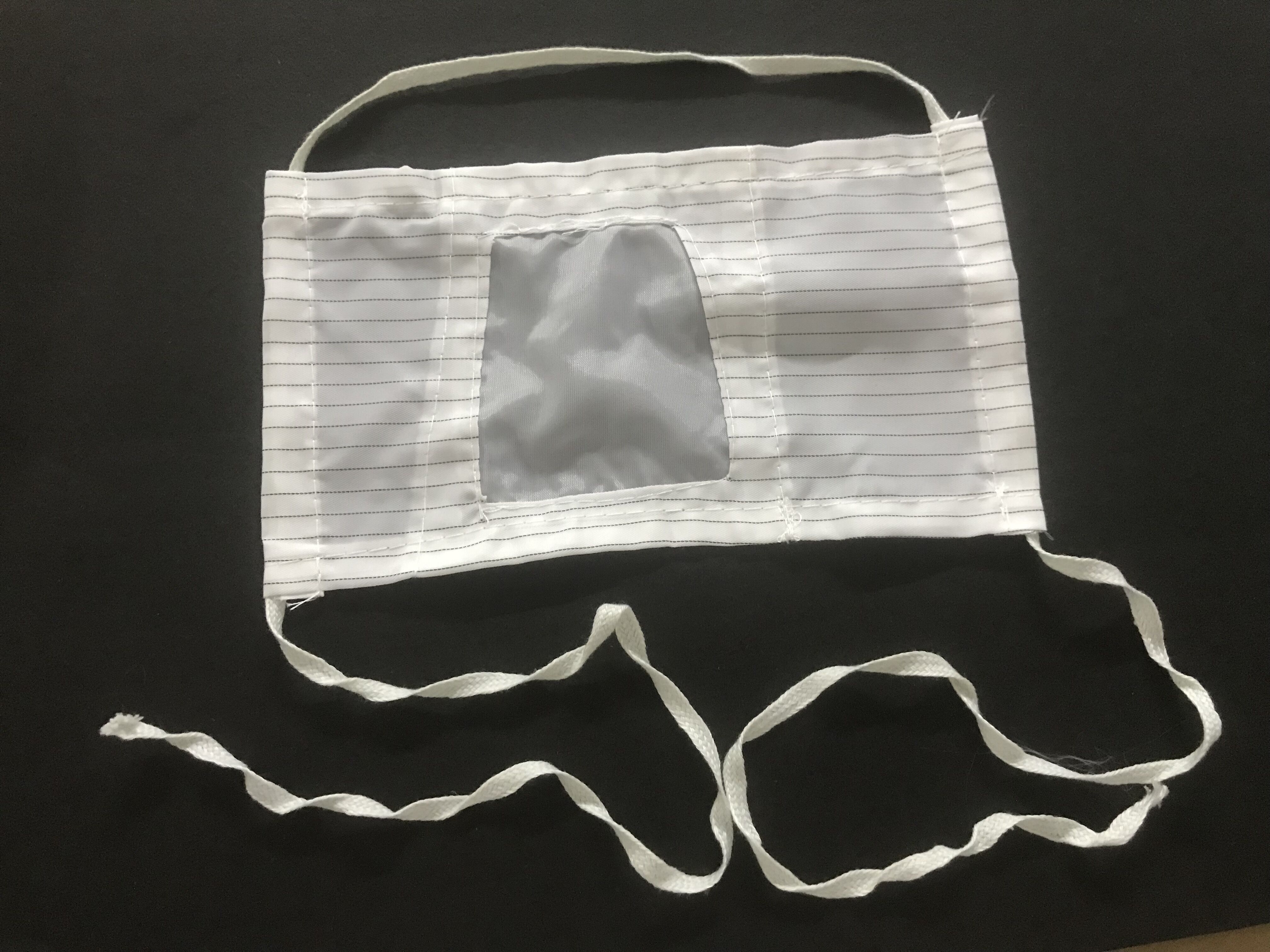 無塵車間白色條紋布防靜電口罩透氣圖片