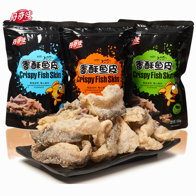 港式炸魚皮火鍋食材配菜魚類零食休閑食品粵港特產(chǎn) 丹奇味香酥魚皮