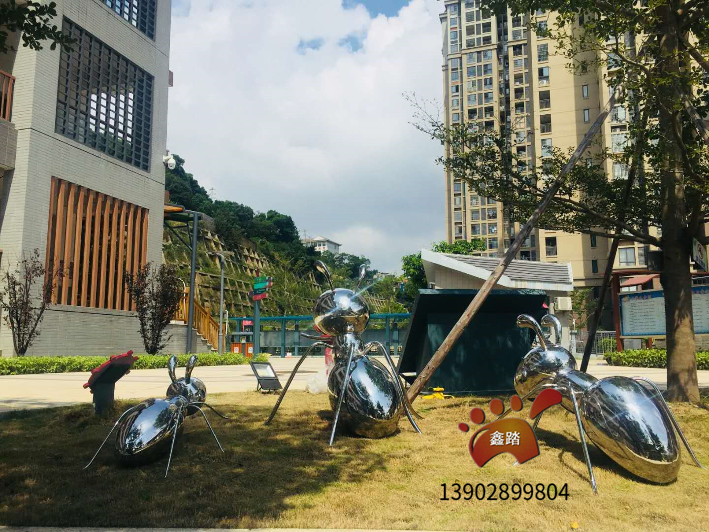 公園綠地不銹鋼鏡面螞蟻雕塑圖片/公園綠地不銹鋼鏡面螞蟻雕塑樣板圖 (4)