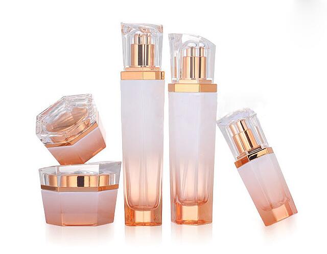 新款玻璃瓶套裝定制 化妝品包裝護(hù)膚瓶 六角瓶批發(fā)銷售絲印膏霜瓶
