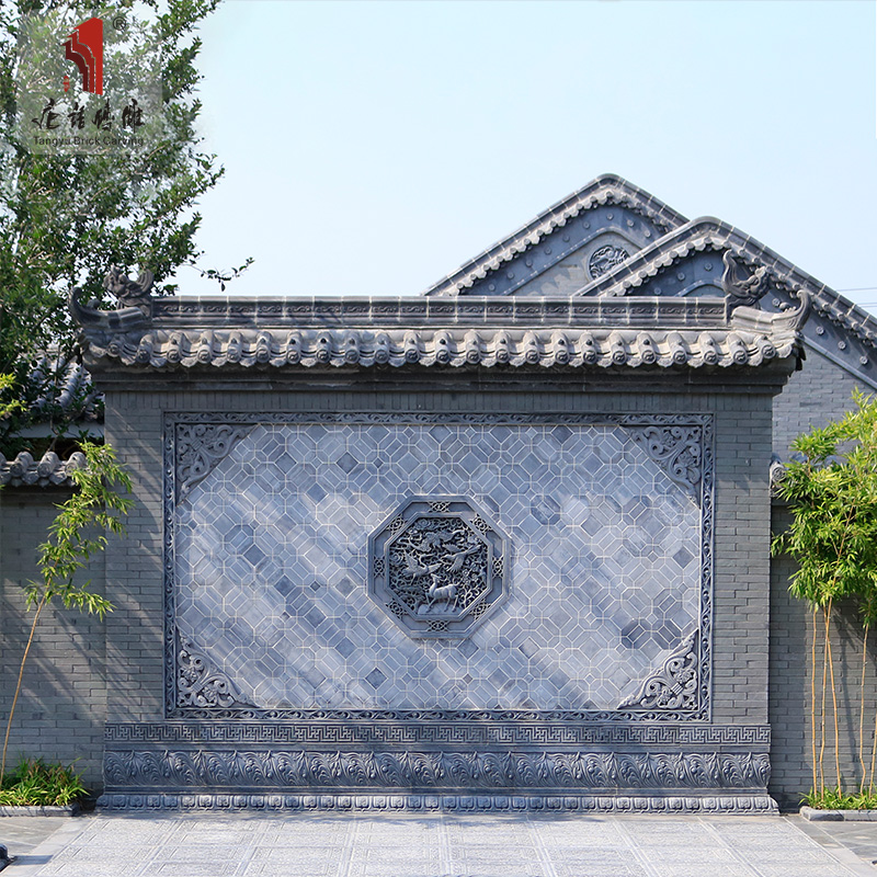 磚雕字匾新中式客廳電視墻壁掛件圓形1m*1m福祿壽喜TY-YX1000-2