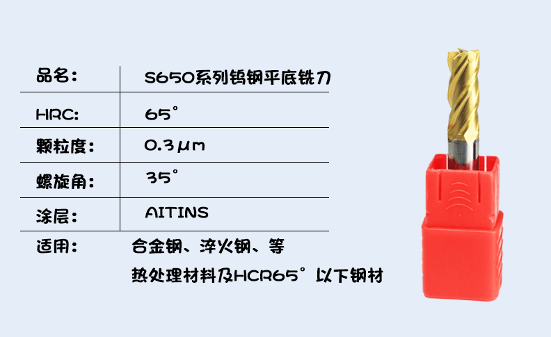 S650系列銑刀 涂層鎢鋼平底刀圖片/S650系列銑刀 涂層鎢鋼平底刀樣板圖 (2)