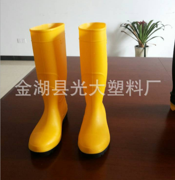 純色高筒黃幫黑底亮面雨靴圖片/純色高筒黃幫黑底亮面雨靴樣板圖 (4)