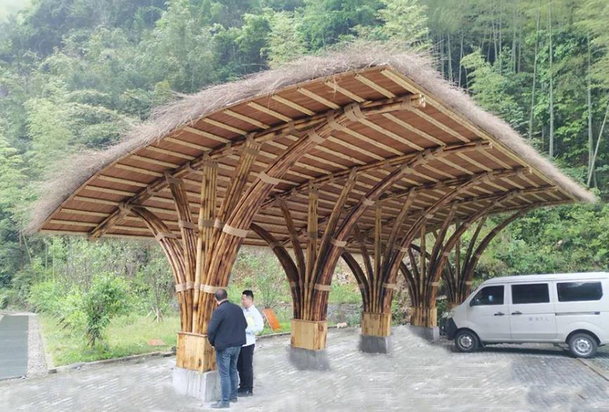 用竹子打造的停車竹廊圖片/用竹子打造的停車竹廊樣板圖 (1)