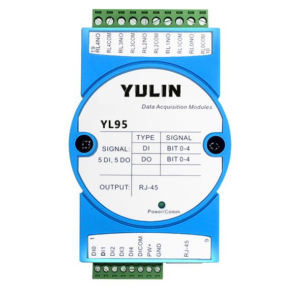 五路DI五路DO，网络继电器，Modbus TCP远程IO模块 YL95