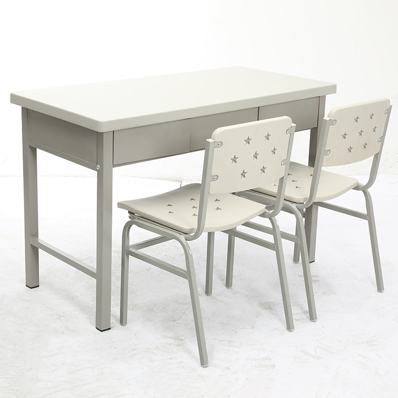 制式三斗桌 圖書室閱覽學(xué)習(xí)桌 灰白色三斗辦公桌椅多功能三抽辦公桌