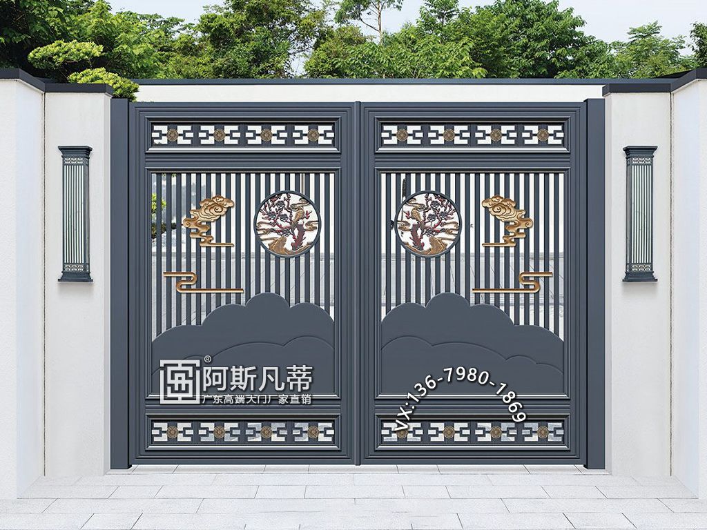 別墅門廠家鋁藝樓梯扶手大門設(shè)計圖片/別墅門廠家鋁藝樓梯扶手大門設(shè)計樣板圖 (2)