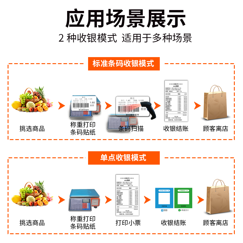 条码秤带打印标签称重一体机商用收银出票不干胶