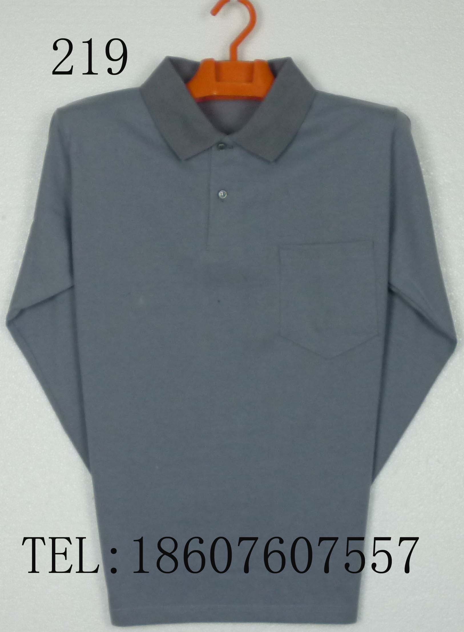 供應男裝長袖條紋有領T恤 男式中老商務有胸袋分碼T恤批發(fā)