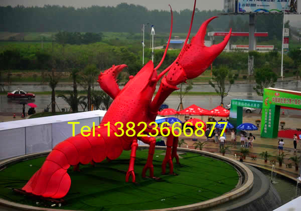供應(yīng)用于餐廳掛件的玻璃鋼仿真龍蝦雕塑 玻璃鋼海洋生物雕塑