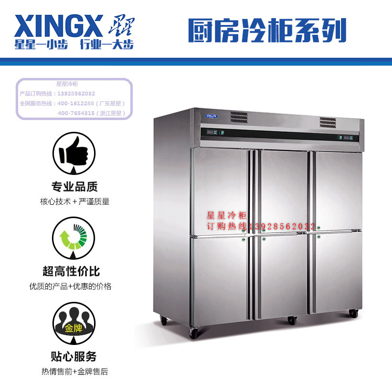 佛山星星冷柜批發(fā)廚房冷柜面團(tuán)冷凍柜 風(fēng)冷式多門(mén)冷柜 全不銹鋼冷柜
