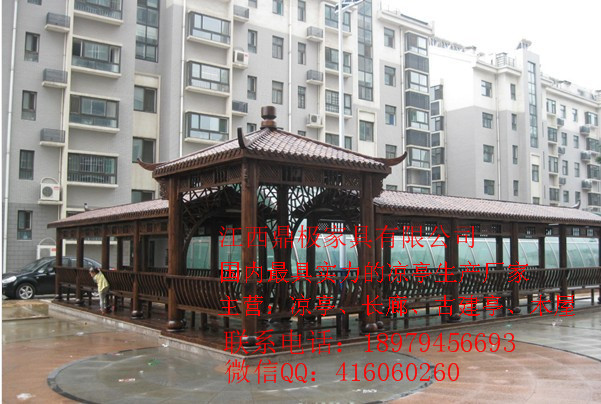 供應(yīng)景觀園林游廊/實(shí)木碳化防腐木走廊回廊/10米仿古景觀園林游廊  古建長廊圖紙