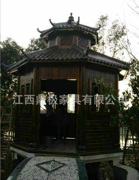 供應(yīng)古建材料/陜西雙層古建涼亭/陜西防腐木涼亭/四角古建亭 古建資料