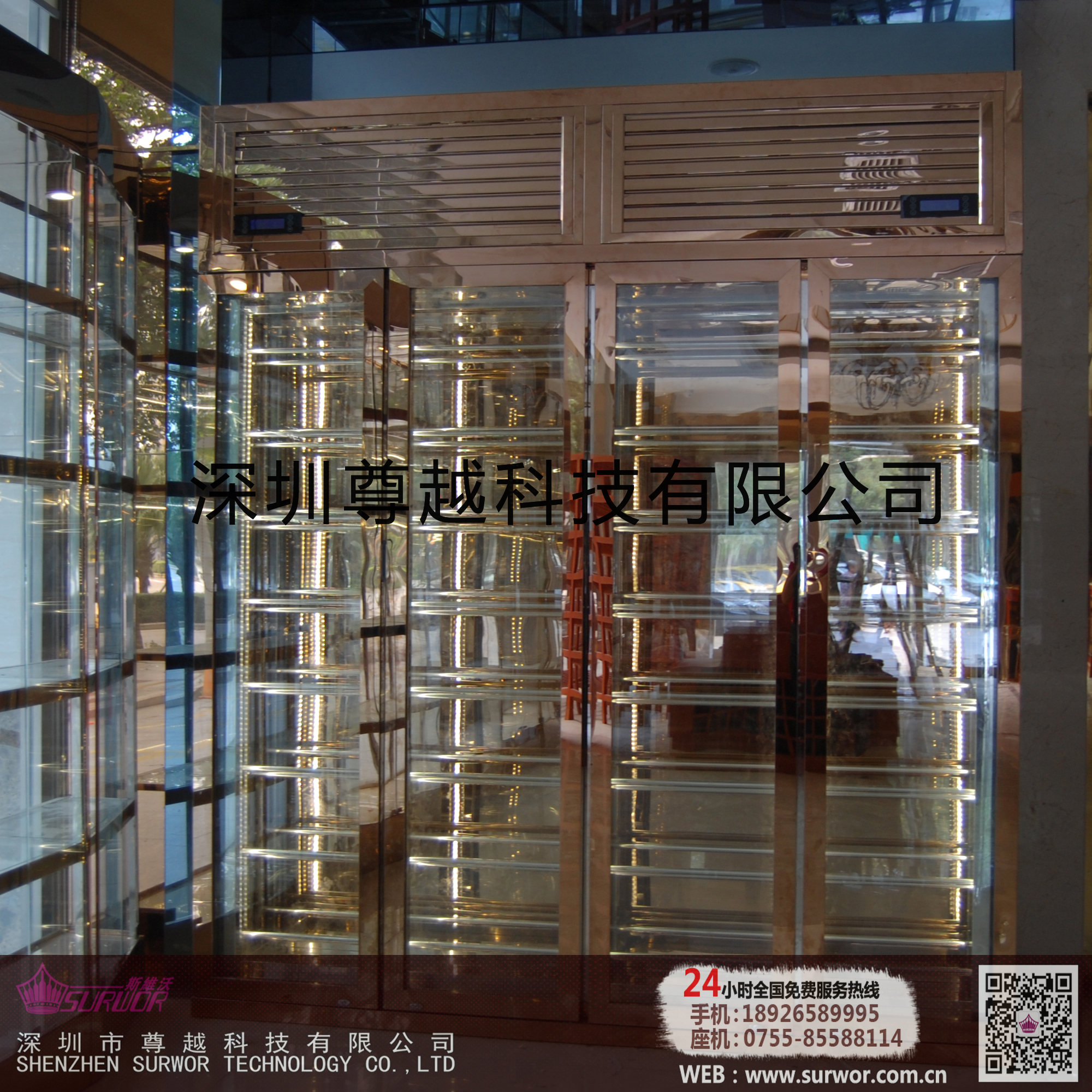 專業(yè)定制玫瑰金不銹鋼紅酒柜 不銹鋼恒溫酒柜定制