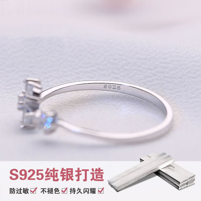 S925純銀開口戒指女日韓簡約潮人食指戒個性花朵活口戒子廠家批發(fā)