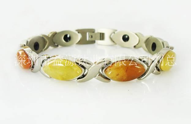 深圳廠家生產(chǎn)純鈦手鏈  抗疲勞鈦鍺手鏈 寶石鈦手鏈