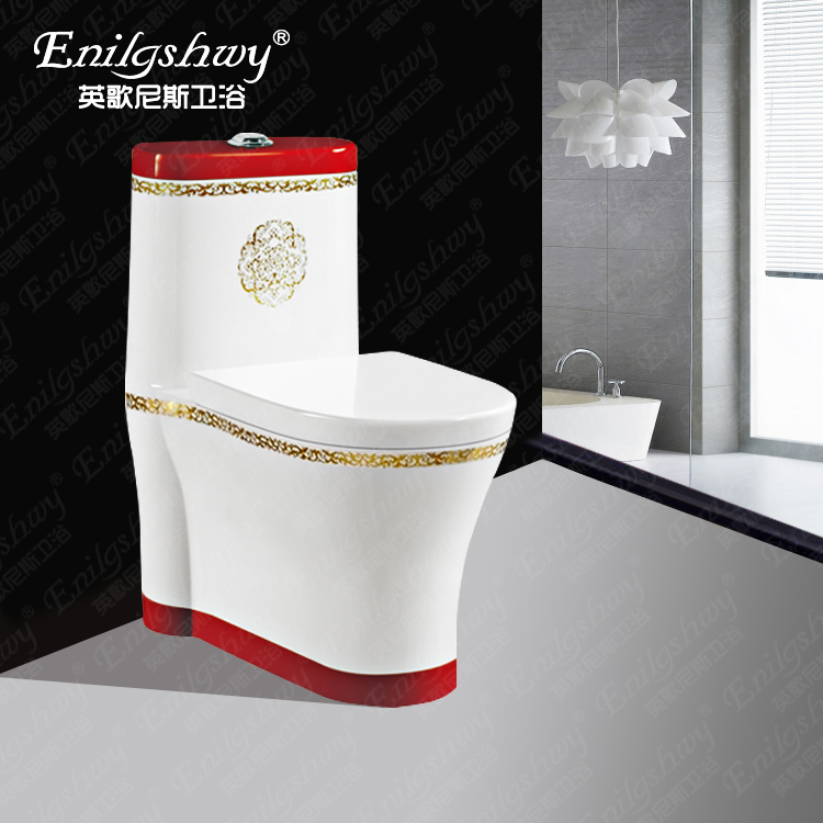 英歌尼斯衛(wèi)浴 金箔馬桶 貼花坐便器 時(shí)尚座便器