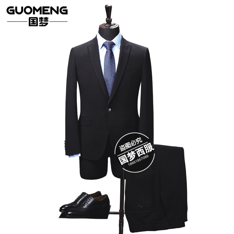 職業(yè)西服套裝定制商務(wù)韓版職業(yè)裝 西服套裝男士西裝男修身新郎結(jié)婚禮服黃島廠家