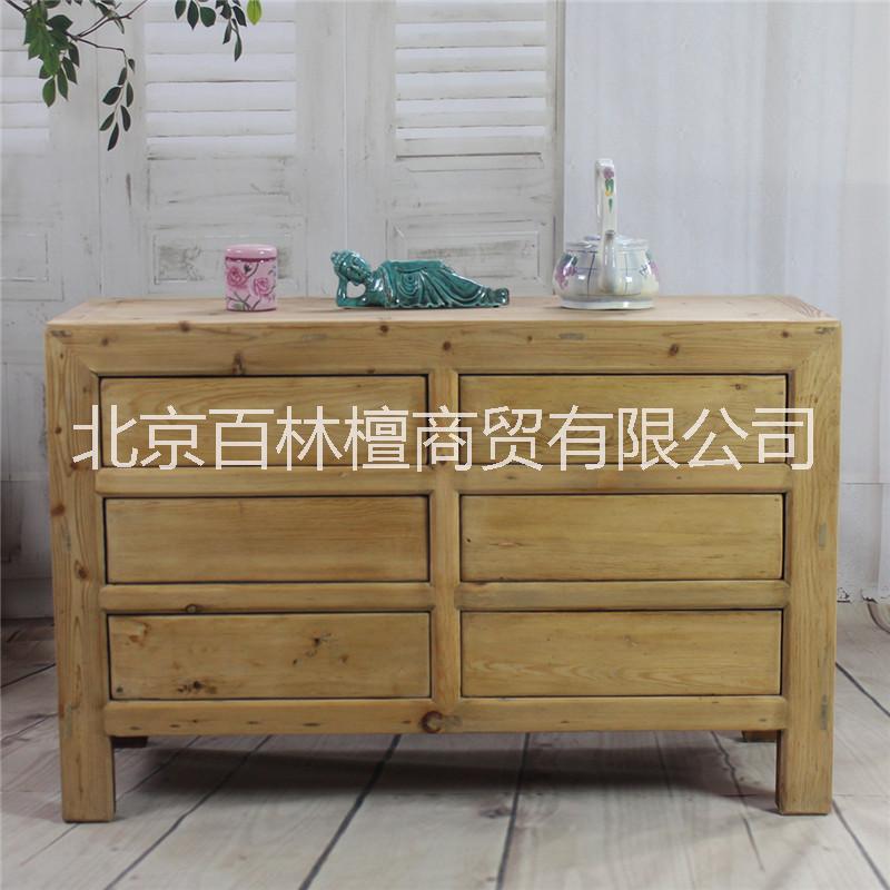 新中式復(fù)古全實(shí)木玄關(guān)柜 6斗柜抽屜儲(chǔ)物柜收納邊柜 廚房柜門廳柜