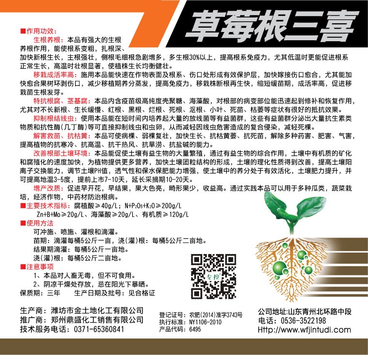 預(yù)防草莓根腐病 防治草莓燒根漚根肥害 促進(jìn)草莓快生根好*