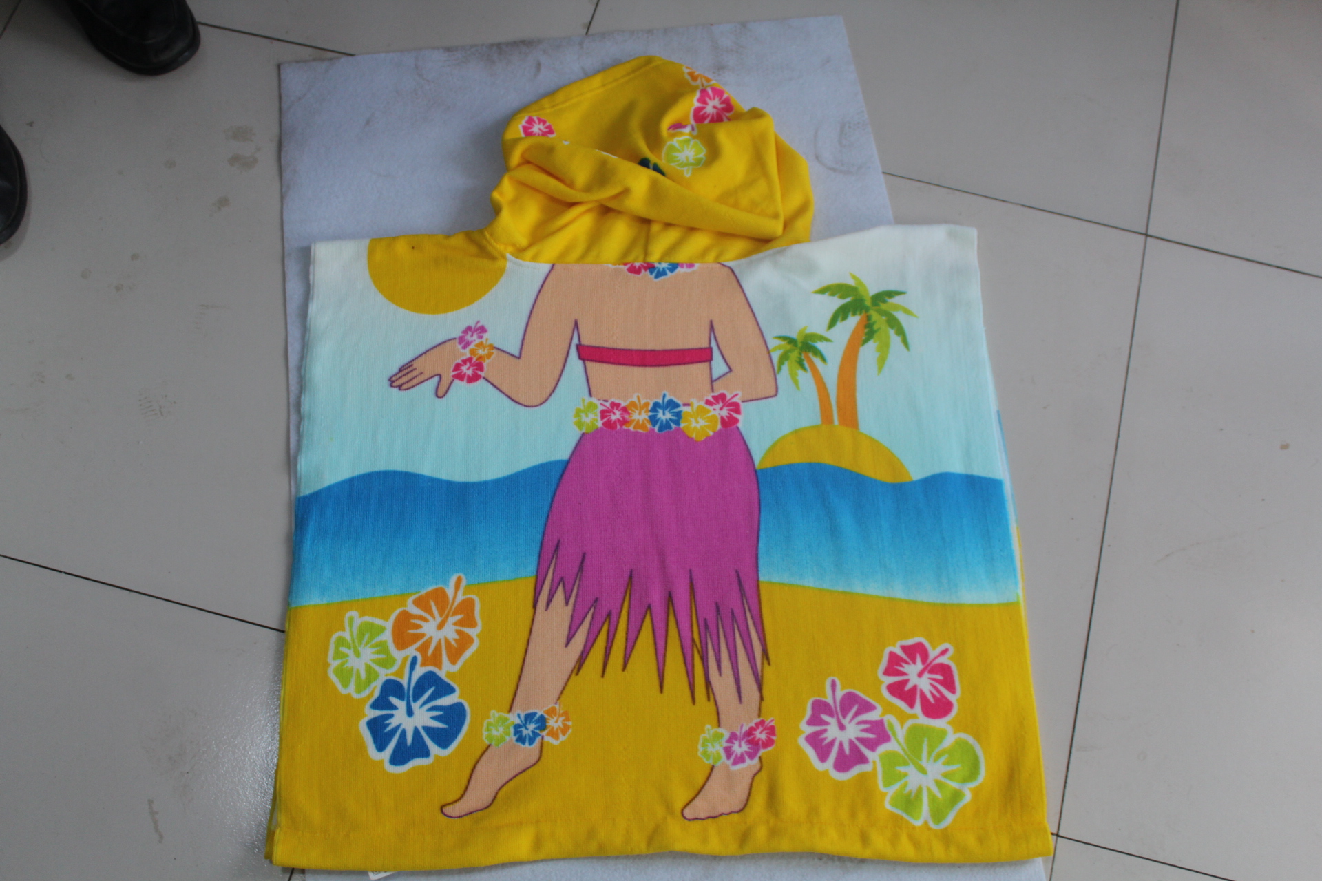 純棉兒童百變沙灘巾可愛(ài)斗篷浴披